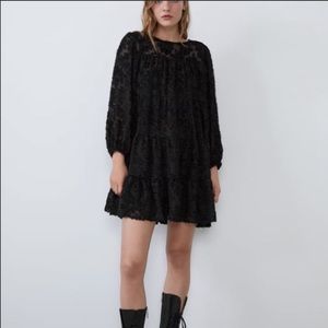 Zara voluminous weave dress black small